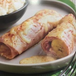 Recettes roulés de mini-banane au Comté et jambon